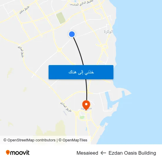 Ezdan Oasis Building to Mesaieed map