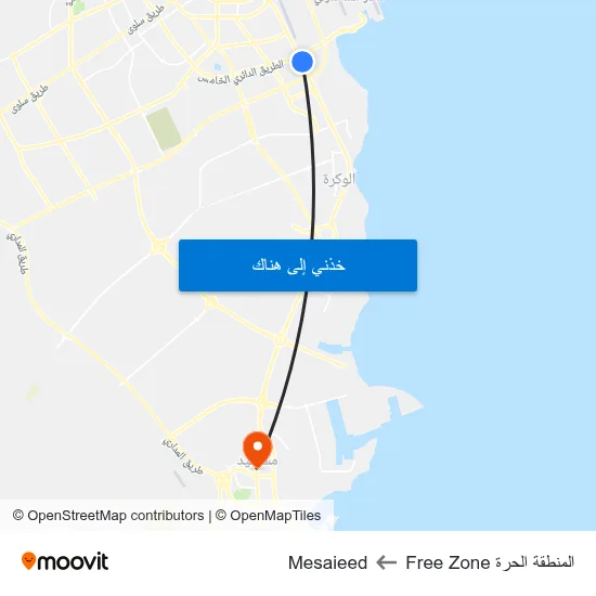 المنطقة الحرة Free Zone to Mesaieed map
