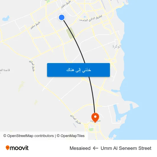 Umm Al Seneem Street to Mesaieed map