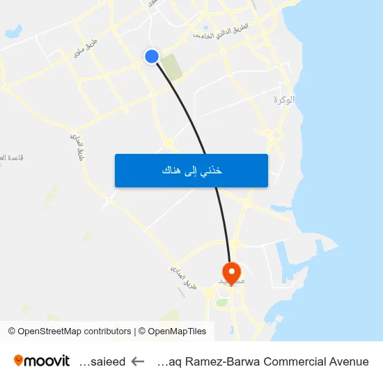 Aswaq Ramez-Barwa Commercial Avenue to Mesaieed map
