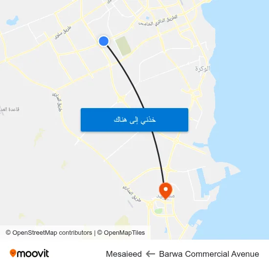 Barwa Commercial Avenue to Mesaieed map