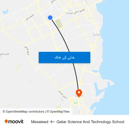 Qatar Science And Technology School to Mesaieed map
