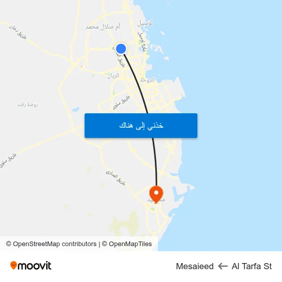 Al Tarfa St to Mesaieed map