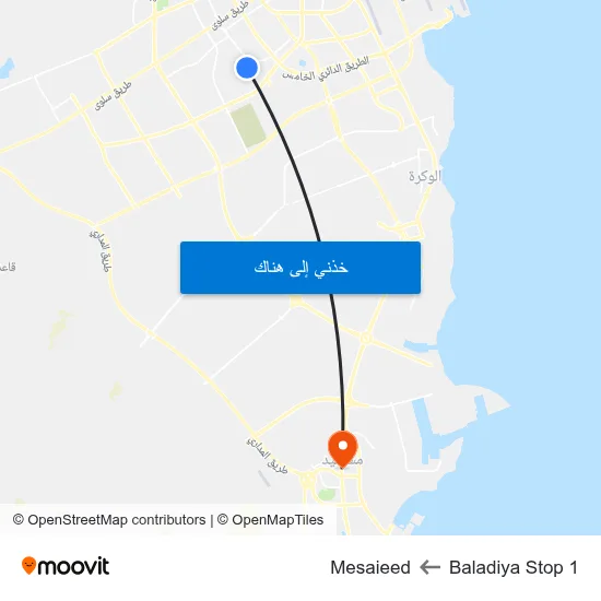 Baladiya Stop 1 to Mesaieed map
