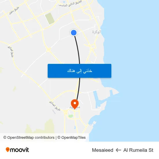 Al Rumeila St to Mesaieed map