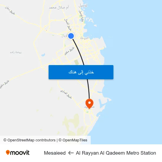 Al Rayyan Al Qadeem Metro Station to Mesaieed map