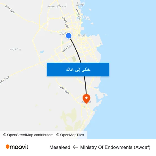 Ministry Of Endowments (Awqaf) to Mesaieed map