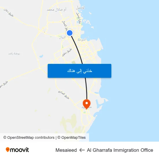 Al Gharrafa Immigration Office to Mesaieed map