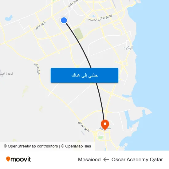 Oscar Academy Qatar to Mesaieed map