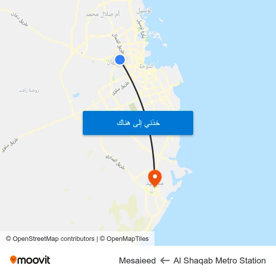 Al Shaqab Metro Station to Mesaieed map
