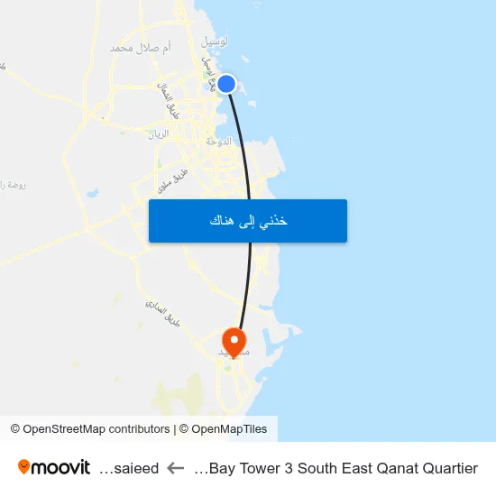 Abraj Bay Tower 3 South East Qanat Quartier to Mesaieed map