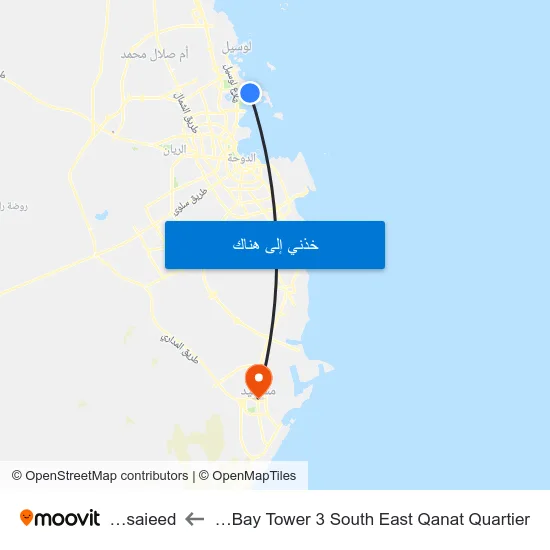 Abraj Bay Tower 3 South East Qanat Quartier to Mesaieed map
