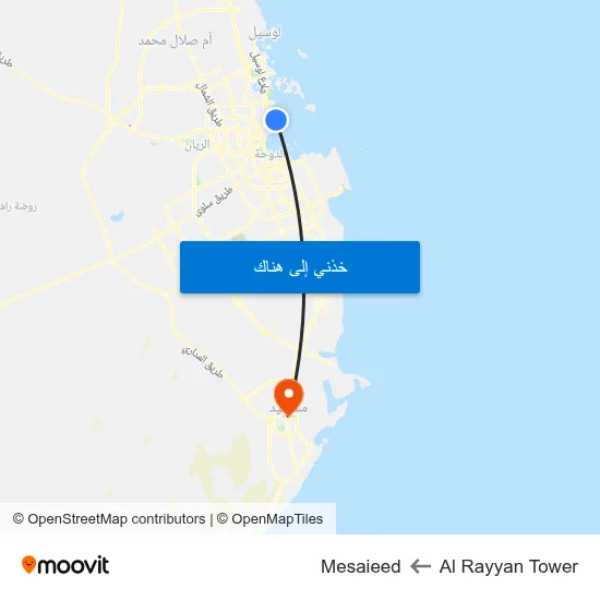 Al Rayyan Tower to Mesaieed map