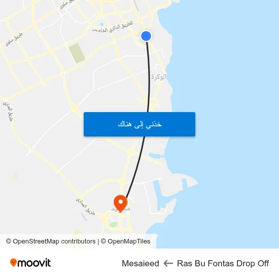Ras Bu Fontas Drop Off to Mesaieed map