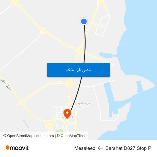 Barahat D827 Stop P to Mesaieed map