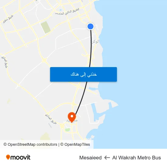 Al Wakrah Metro Bus to Mesaieed map