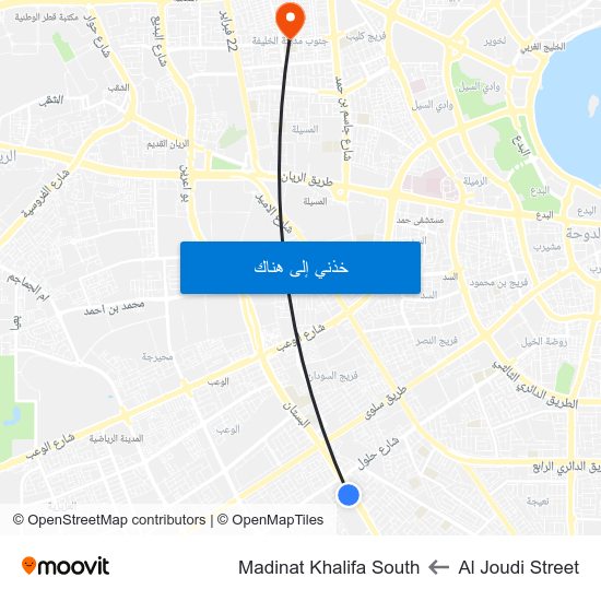 Al Joudi Street to Madinat Khalifa South map