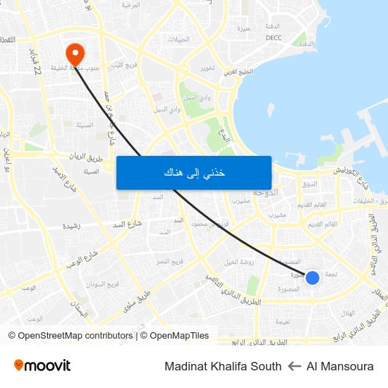 Al Mansoura to Madinat Khalifa South map