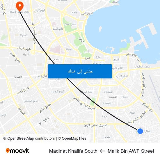 Malik Bin AWF Street to Madinat Khalifa South map