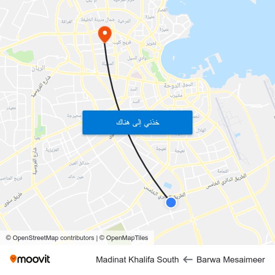 Barwa Mesaimeer to Madinat Khalifa South map