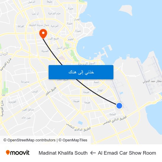 Al Emadi Car Show Room to Madinat Khalifa South map