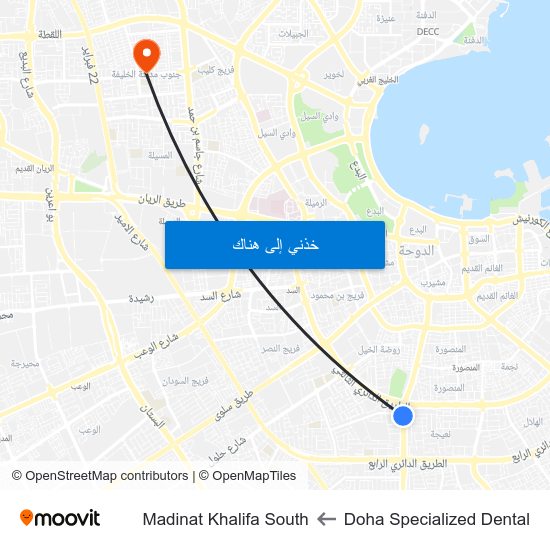 Doha Specialized Dental to Madinat Khalifa South map