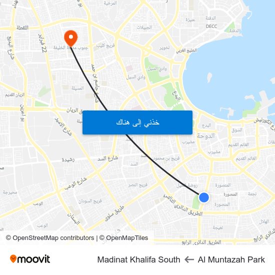 Al Muntazah Park to Madinat Khalifa South map