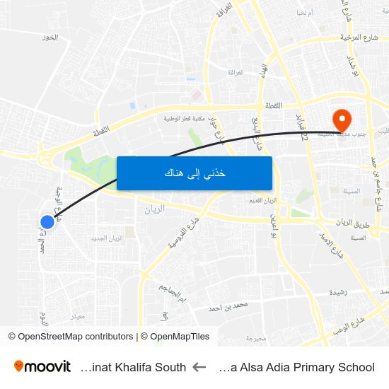 Halima Alsa Adia Primary School to Madinat Khalifa South map