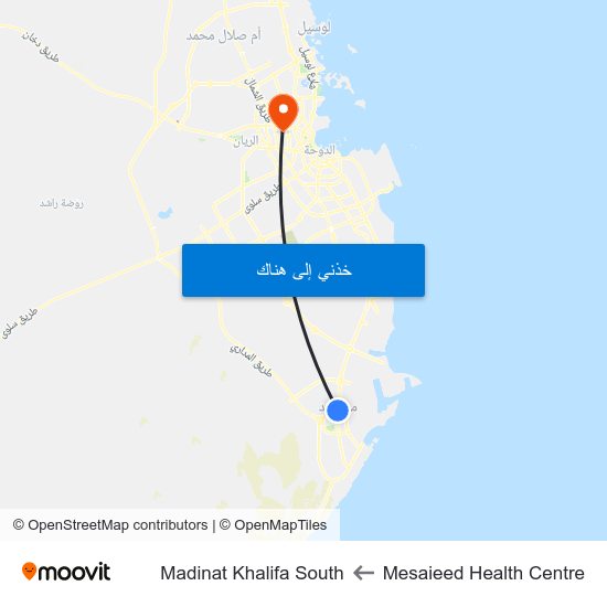 Mesaieed Health Centre to Madinat Khalifa South map