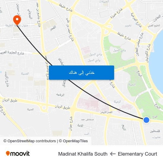 Elementary Court to Madinat Khalifa South map