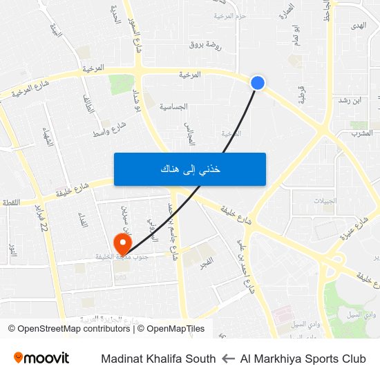 Al Markhiya Sports Club to Madinat Khalifa South map