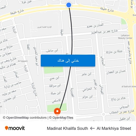 Al Markhiya Street to Madinat Khalifa South map
