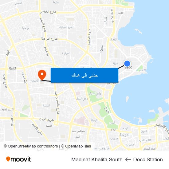 Decc Station to Madinat Khalifa South map