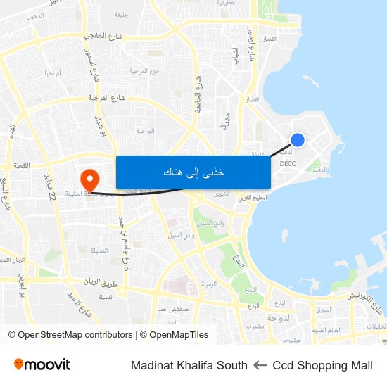 Ccd Shopping Mall to Madinat Khalifa South map