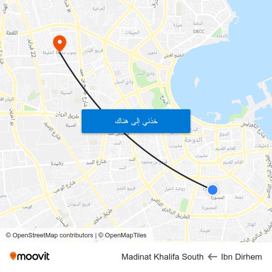 Ibn Dirhem to Madinat Khalifa South map