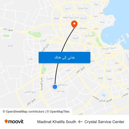 Crystal Service Center to Madinat Khalifa South map