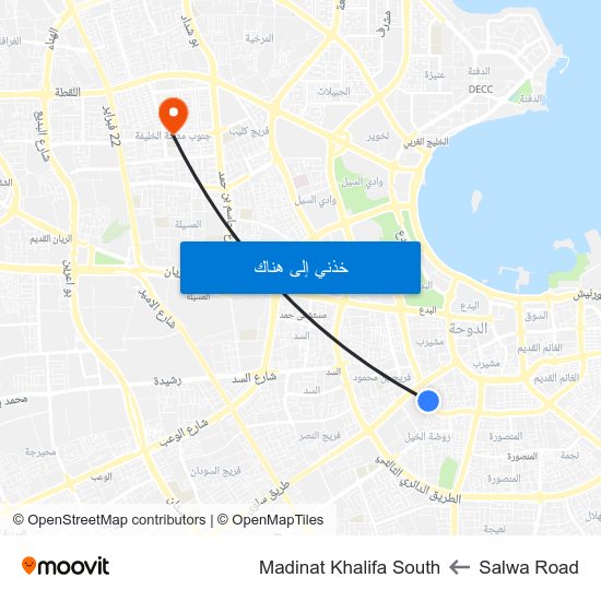 Salwa Road to Madinat Khalifa South map