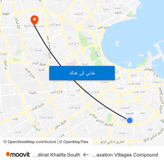 Relaxation Villages Compound to Madinat Khalifa South map