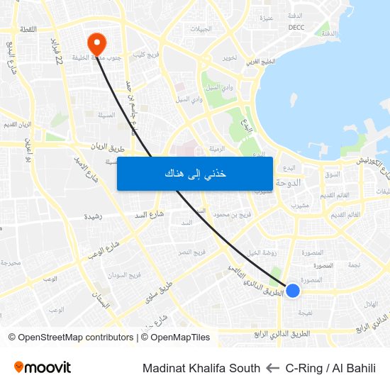 C-Ring / Al Bahili to Madinat Khalifa South map