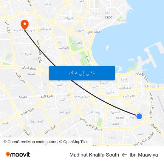 Ibn Muawiya to Madinat Khalifa South map