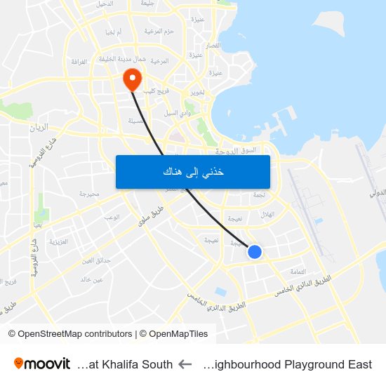 Nuaija Neighbourhood Playground East to Madinat Khalifa South map