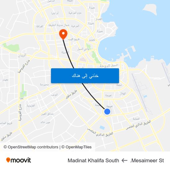 Mesaimeer St. to Madinat Khalifa South map