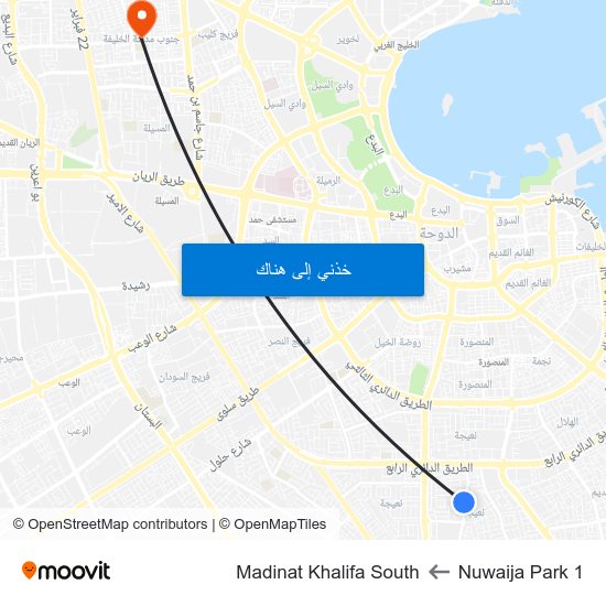 Nuwaija Park 1 to Madinat Khalifa South map