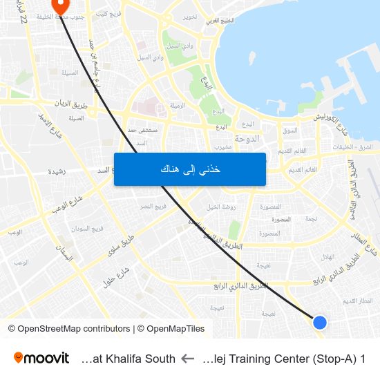 Al Khallej Training Center (Stop-A) 1 to Madinat Khalifa South map