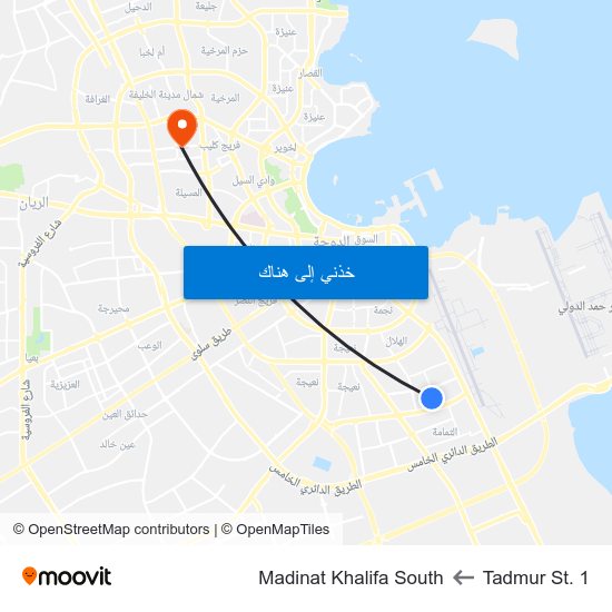 Tadmur St. 1 to Madinat Khalifa South map