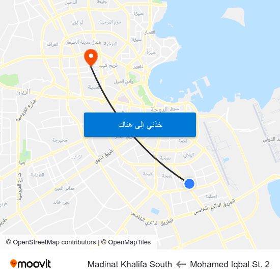 Mohamed Iqbal St. 2 to Madinat Khalifa South map