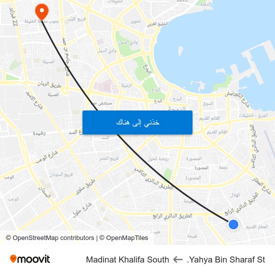 Yahya Bin Sharaf St. to Madinat Khalifa South map
