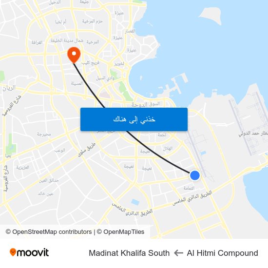 Al Hitmi Compound to Madinat Khalifa South map