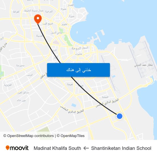 Shantiniketan Indian School to Madinat Khalifa South map