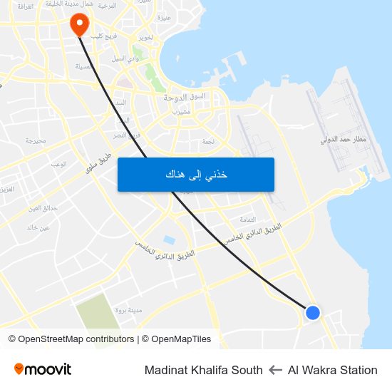 Al Wakra Station to Madinat Khalifa South map